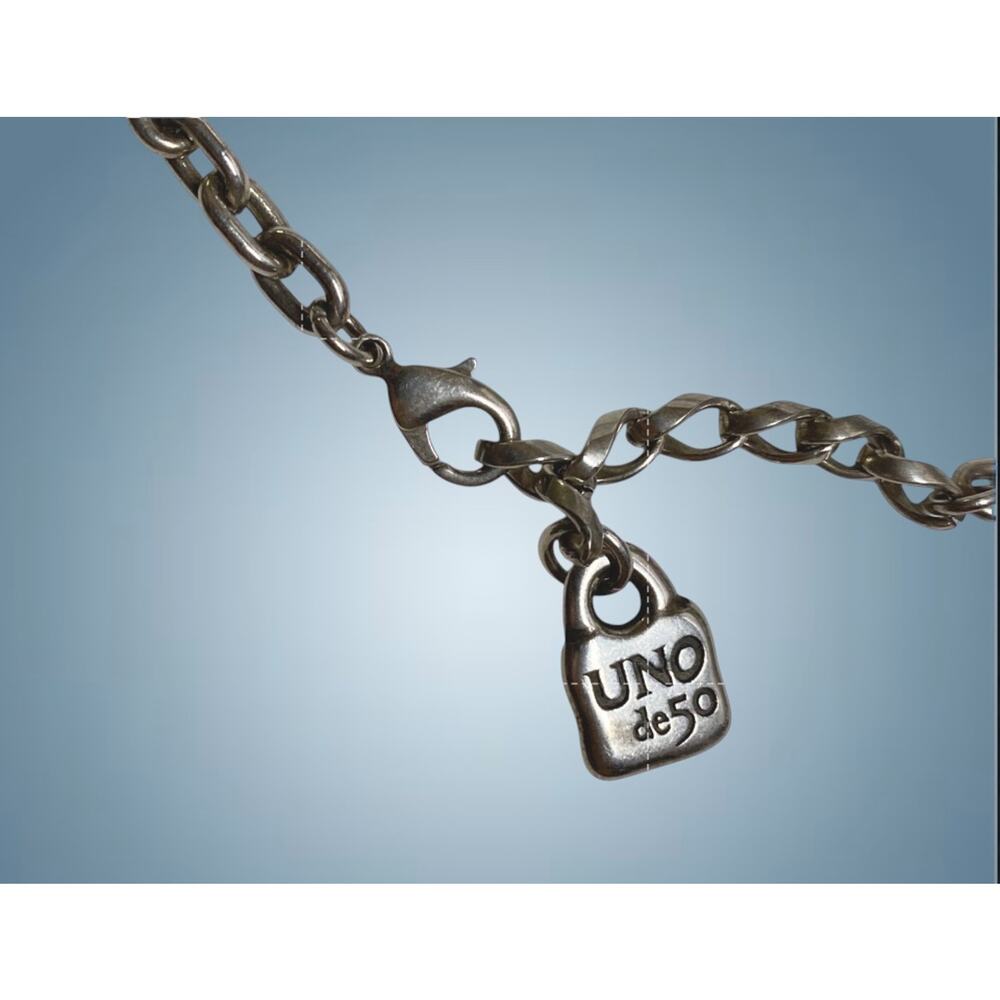 UNO de 50 Retired Statement Necklace Silver Tone Dangle Pendant Spain Artisan - Picture 7 of 9